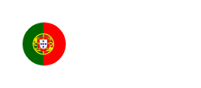 Circular icon of the Portugal flag featuring green and red halves with the national coat of arms in the center
