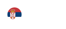 Flag of Serbia – horizontal tricolor of red, blue, and white with the Serbian coat of arms.