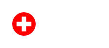 Swiss flag icon with a white cross on a red circular background