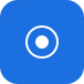 Blue rounded-square icon with a white circle symbol