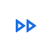 Fast forward icon with two blue arrows