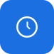 Blue time icon with white clock symbol