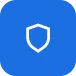 Blue security icon with white shield symbol