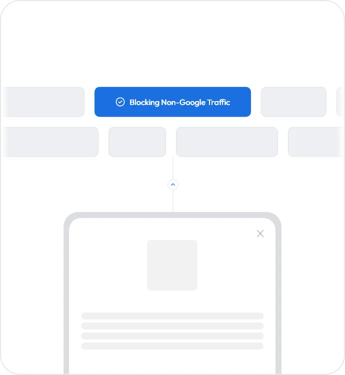 traffic filtering interface blocking non-Google traffic for compliance