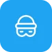 Security mask icon representing a burglar on blue background