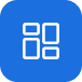 Blue app grid icon representing dashboard or menu