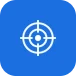 Target focus icon inside blue square