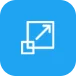 blue icon showing square resizing with arrow